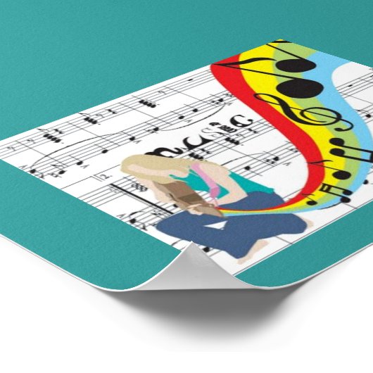 Poster Musique notes couleurs (Coin)