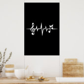Poster Musique Notes d'impulsions Clé Fréquence Wave Soun (Cuisine)