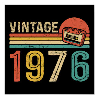 Poster Musique Rétro 1976 Cassette Anniversaire 50 ans
