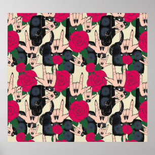 Poster Musique rock sans couture, motif abstrait.