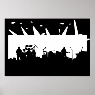 Poster Musique Sur Scène Concert Silhouette B&W