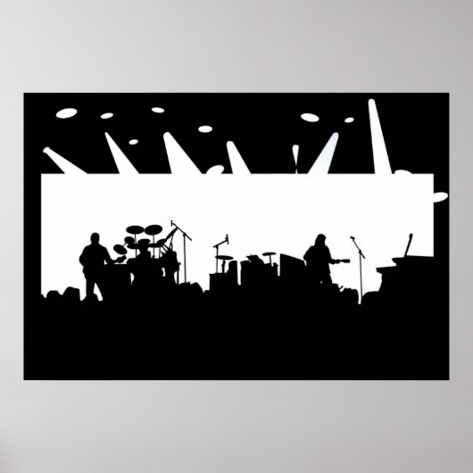 Poster Musique Sur Scène Concert Silhouette B&W (Devant)
