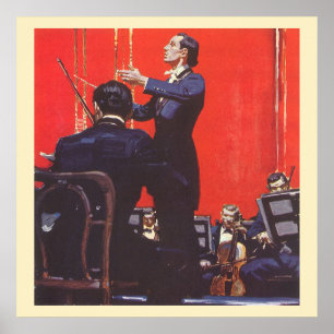 Poster Musique Vintage, Direction d'un Orchestre