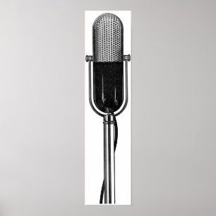Poster Musique vintage, Microphone rétro à l'ancienne