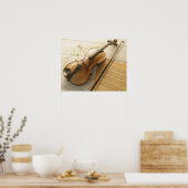 Poster Musique violon et feuille (Cuisine)