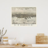 Poster Muskegon, MI Carte panoramique -1874 (Cuisine)