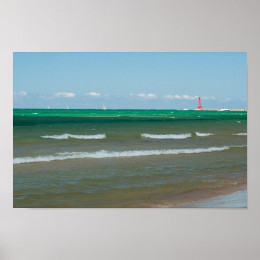 Poster Muskegon Pier Light, Muskegon, Michigan (Devant)