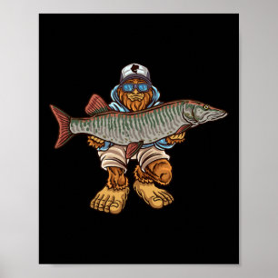 Poster Muskie Fishing Tigre Musky Chasse Pêcheur Bigfoot