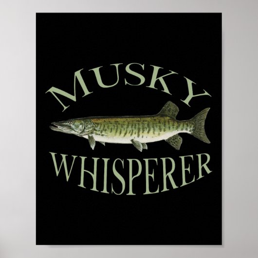 Poster Musky Muskellunge Poisson Illustration Art Pêche E (Devant)