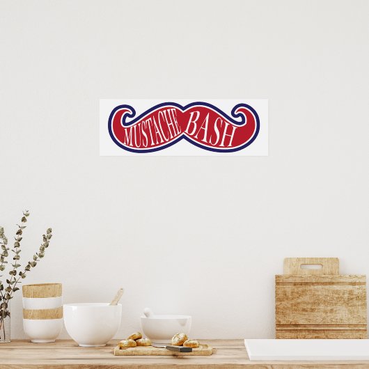 Poster Mustache Bash - Rouge, Blanc et Bleu (Cuisine)