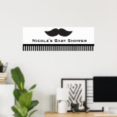 Poster Mustache Black & White Stripes Moderne Party Banni (Bureau à domicile)