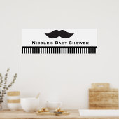 Poster Mustache Black & White Stripes Moderne Party Banni (Cuisine)