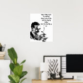 Poster Mustache Homme Boire Café Art Rétro (Bureau à domicile)