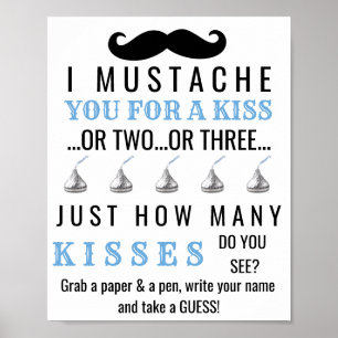 Poster Mustache thème Baby shower jeu