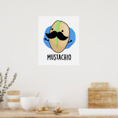Poster Mustachio Funny Pistachio Mustache Pun (Cuisine)
