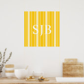 Poster Mustard Victorian Lady Stripe avec Monogramme (Cuisine)