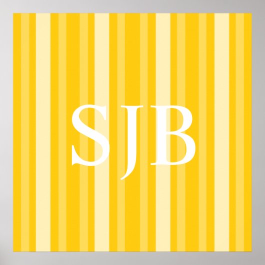 Poster Mustard Victorian Lady Stripe avec Monogramme (Devant)
