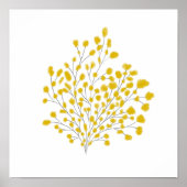 Poster Mustard Yellow Mixed Media Watercolor Branch Art (Devant)