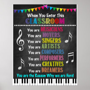 Poster muziekdocent klaslokaal