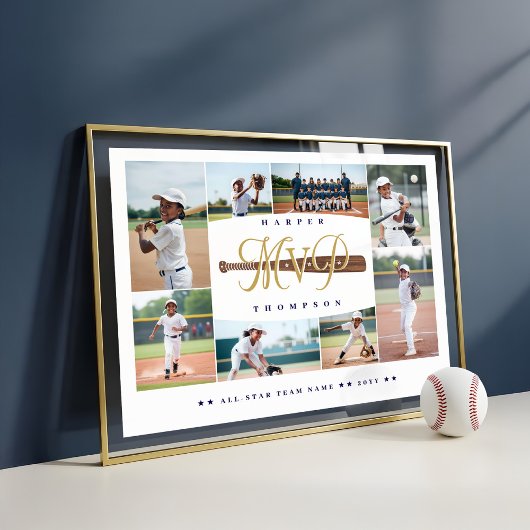 Poster MVP Baseball Player Sports Photo Collage Keepsake
