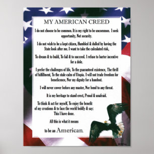 Poster My American Creed USA Fier D'Être Américain