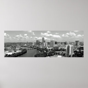 Poster My Austin Skyline BW