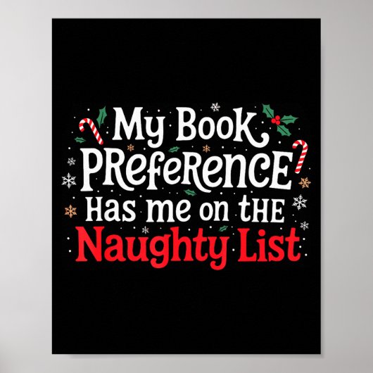 Poster My Book Preference Naughty List Readers Funny Chri (Devant)