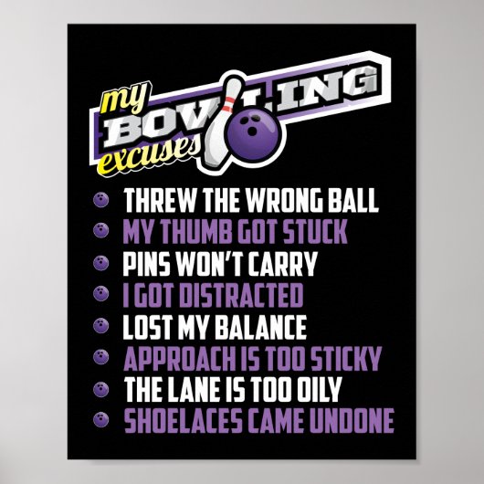 Poster My Bowling Excuses (Devant)