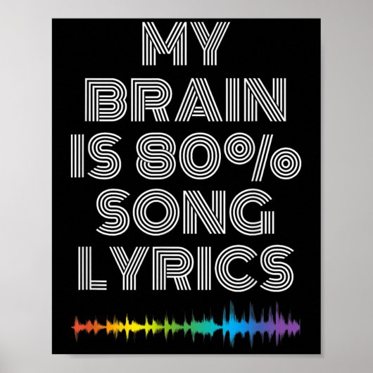 Poster My Brain Is 80% Chanson Lyrics Funny Music Lover (Devant)