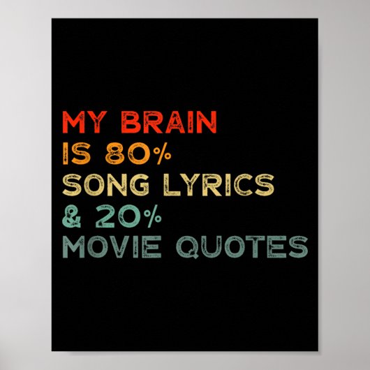Poster My Brain Is 80% Song Lyrics &amp; 20% Movie Quotes (Devant)