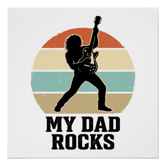 Poster My Dad Rocks Vintage Guitar Sunset Shirt Design_1 (Devant)