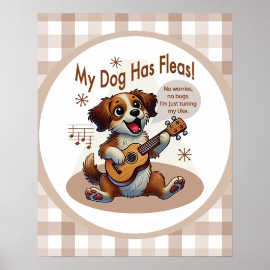 Poster My Dog Has Fleas Ukulele Tuning Song (Devant)