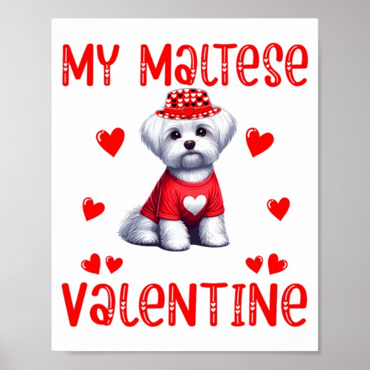 Poster My Maltese Is My Valentine Hearts Costume Single O (Devant)