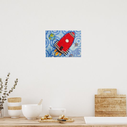 Poster My Moon Rocket in Red Print (Cuisine)