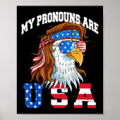 Poster My Pronouns Are Usa Eagle American Funny 4th Of Ju (Devant)