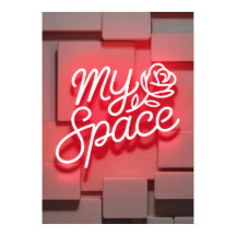 My Space Neon Sign Art – Pink Typography Wall
