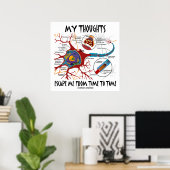 Poster My Thoughts Escape Me Time To Time Neuron Synapse (Bureau à domicile)