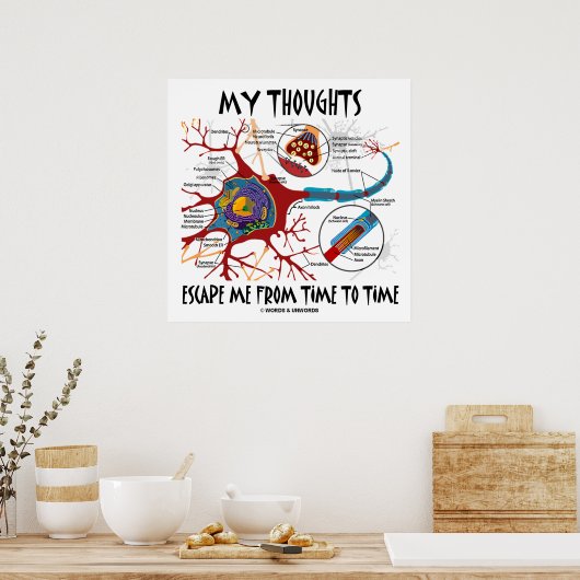 Poster My Thoughts Escape Me Time To Time Neuron Synapse (Cuisine)