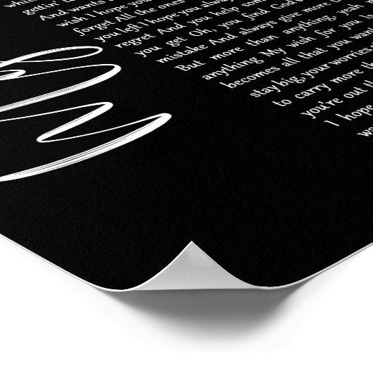 Poster My Wish Black Script Chanson Lyric Wall Art Imprim (Coin)