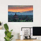Poster Myanmar, lever de soleil à Bagan (Bureau à domicile)
