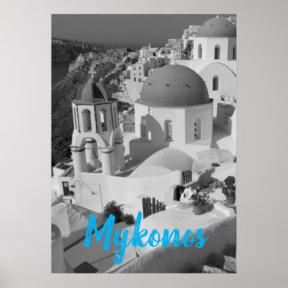 Poster Mykonos Grèce Travel - Church Cafe Europe Tourisme