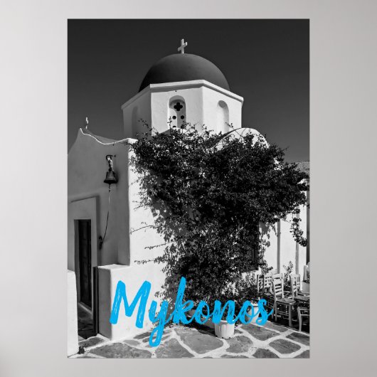 Poster Mykonos Grèce Travel - Church Cafe Europe Tourisme (Devant)