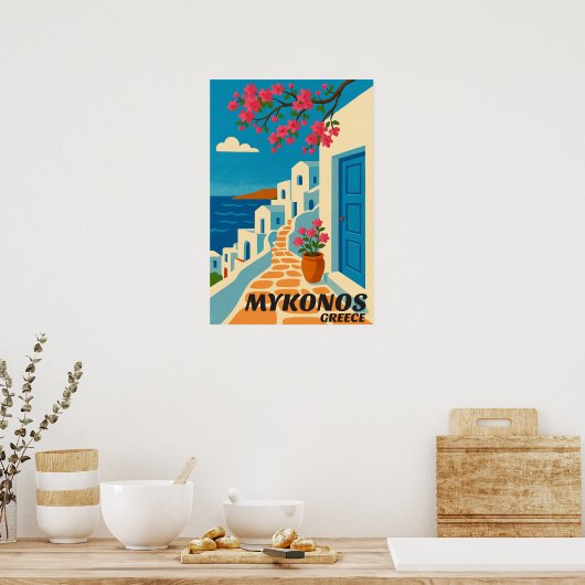 Poster Mykonos Greece Seaside Travel (Cuisine)
