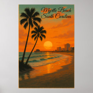 Poster Myrtle Beach, Caroline du Sud Tourisme Rétro Voyag