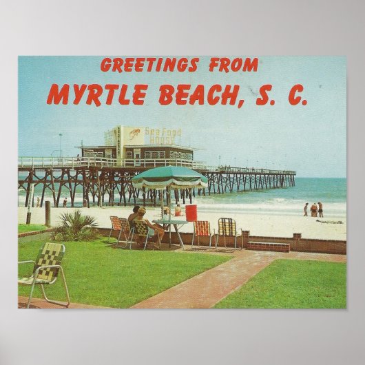 Poster Myrtle Beach, carte postale SC des années 60 (Devant)