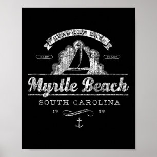 Poster Myrtle Beach Sc Sailboat Vintage Nautical Tee