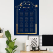 Poster Mysic Blue Gold Sun Moon Stars Mariage (Bureau à domicile)