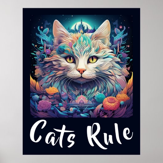 Poster Mysical Native American Pop Art Cat Ajouter Votre (Devant)