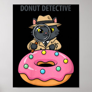 Poster Mystère féminin de beignet noir de détective de ch