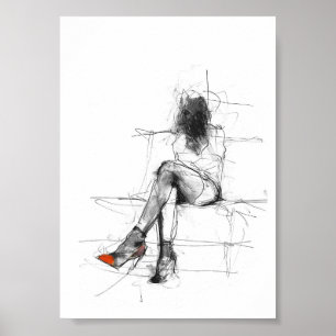 Poster Mystérieuse mode - Femme Abstraite en talons